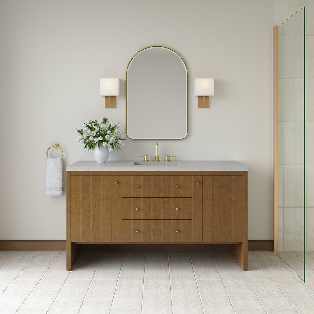 James Martin - Hudson 60" Single Vanity, Honey Oak w/ 3 CM Siberian Silestone Top - 435-V60S-HNO-3SFR view 3