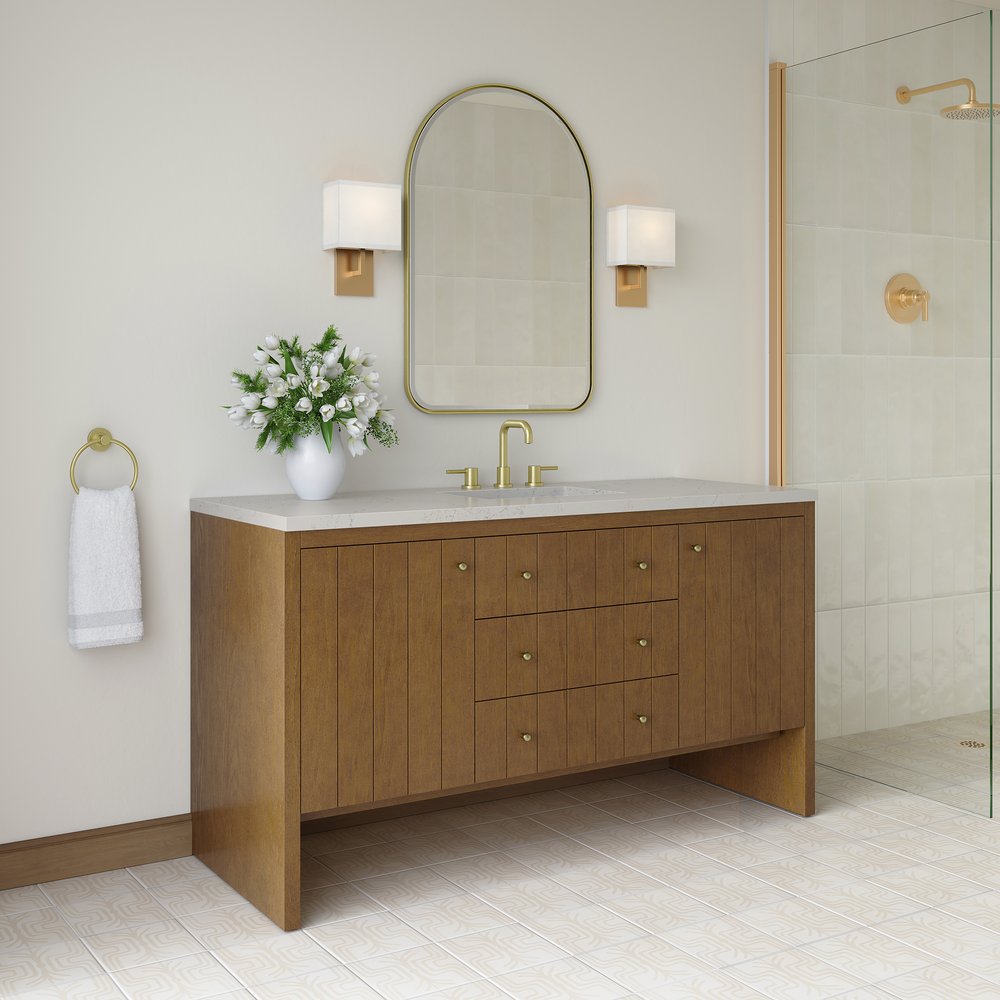 James Martin - Hudson 60" Single Vanity, Honey Oak w/ 3 CM Siberian Silestone Top - 435-V60S-HNO-3SFR view 4