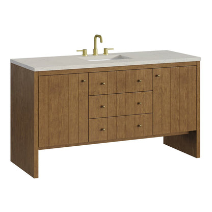 James Martin - Hudson 60" Single Vanity, Honey Oak w/ 3 CM Siberian Silestone Top - 435-V60S-HNO-3SFR view 11
