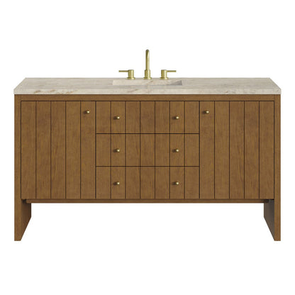 James Martin - Hudson 60" Single Vanity, Honey Oak w/ 3 CM Tajnar Eclos Top - 435-V60S-HNO-3TJR view 1