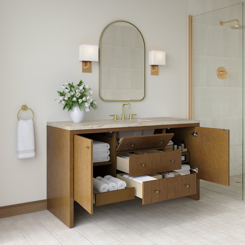 James Martin - Hudson 60" Single Vanity, Honey Oak w/ 3 CM Tajnar Eclos Top - 435-V60S-HNO-3TJR view 5