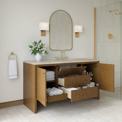 James Martin - Hudson 60" Single Vanity, Honey Oak w/ 3 CM Tajnar Eclos Top - 435-V60S-HNO-3TJR view 5