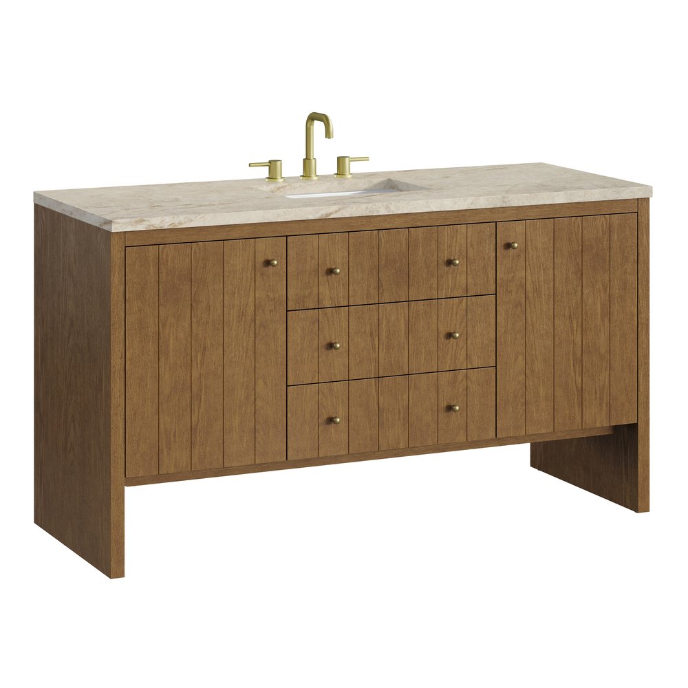 James Martin - Hudson 60" Single Vanity, Honey Oak w/ 3 CM Tajnar Eclos Top - 435-V60S-HNO-3TJR view 11
