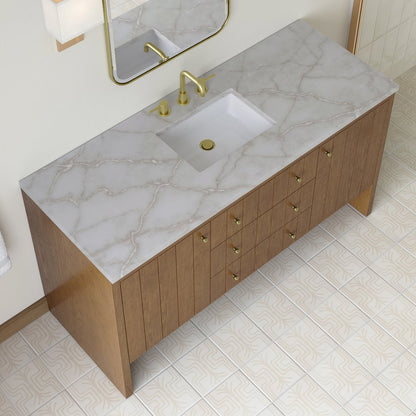 James Martin - Hudson 60" Single Vanity, Honey Oak w/ 3 CM Victorian Silver Silestone Top - 435-V60S-HNO-3VSL view 8