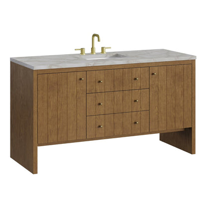James Martin - Hudson 60" Single Vanity, Honey Oak w/ 3 CM Victorian Silver Silestone Top w/FreePower Wireless Charger - 435-V60S-HNO-FVSL view 11