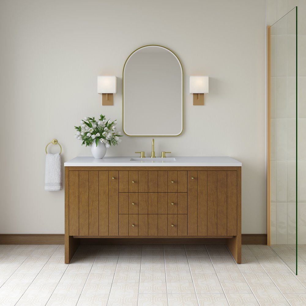 James Martin - Hudson 60" Single Vanity, Honey Oak w/ 3 CM White Zeus Silestone Top - 435-V60S-HNO-3WZ view 4