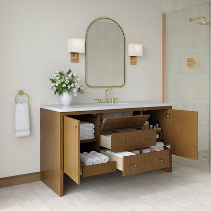 James Martin - Hudson 60" Single Vanity, Honey Oak w/ 3 CM White Zeus Silestone Top - 435-V60S-HNO-3WZ view 8