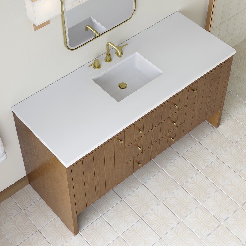 James Martin - Hudson 60" Single Vanity, Honey Oak w/ 3 CM White Zeus Silestone Top - 435-V60S-HNO-3WZ view 12