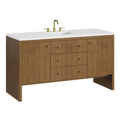 James Martin - Hudson 60" Single Vanity, Honey Oak w/ 3 CM White Zeus Silestone Top - 435-V60S-HNO-3WZ view 16