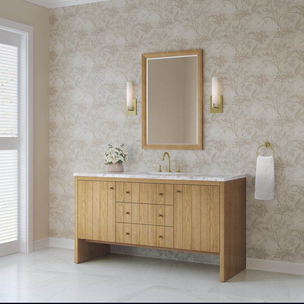 James Martin - Hudson 60" Single Vanity, Light Natural Oak w/ 3 CM Carrara Marble Top - 435-V60S-LNO-3CAR view 4