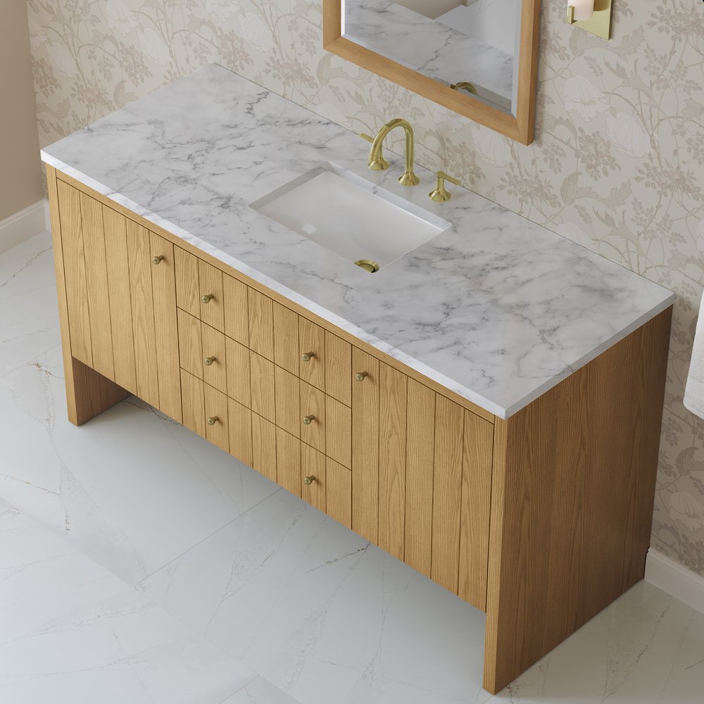 James Martin - Hudson 60" Single Vanity, Light Natural Oak w/ 3 CM Carrara Marble Top - 435-V60S-LNO-3CAR view 8