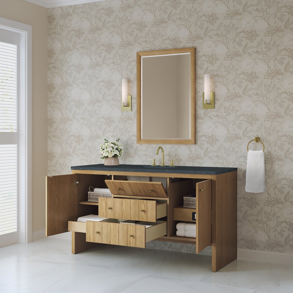 James Martin - Hudson 60" Single Vanity, Light Natural Oak w/ 3 CM Charcoal Soapstone Top - 435-V60S-LNO-3CSP view 5