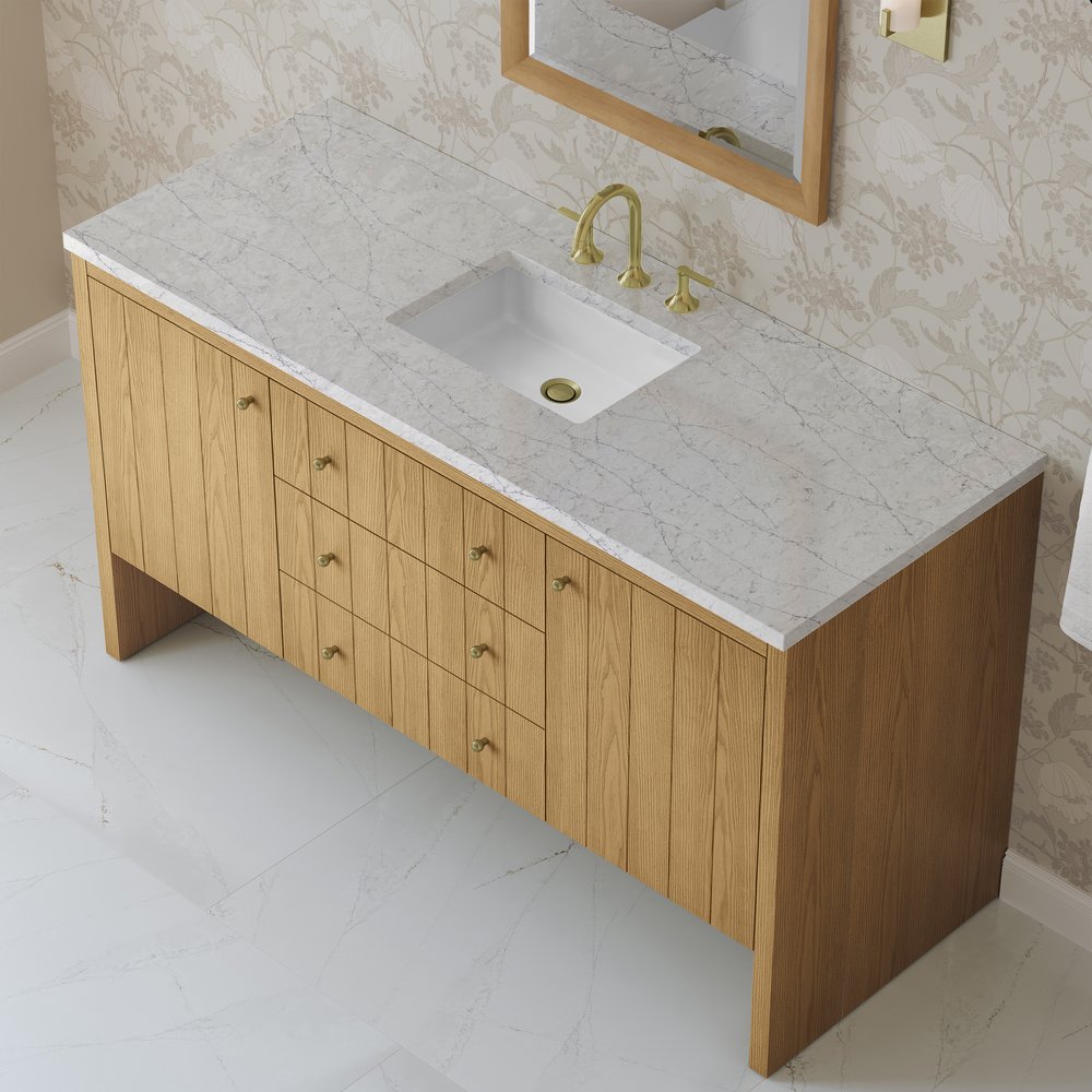 James Martin - Hudson 60" Single Vanity, Light Natural Oak w/ 3 CM Eternal Jasmine Pearl Top - 435-V60S-LNO-3EJP view 8