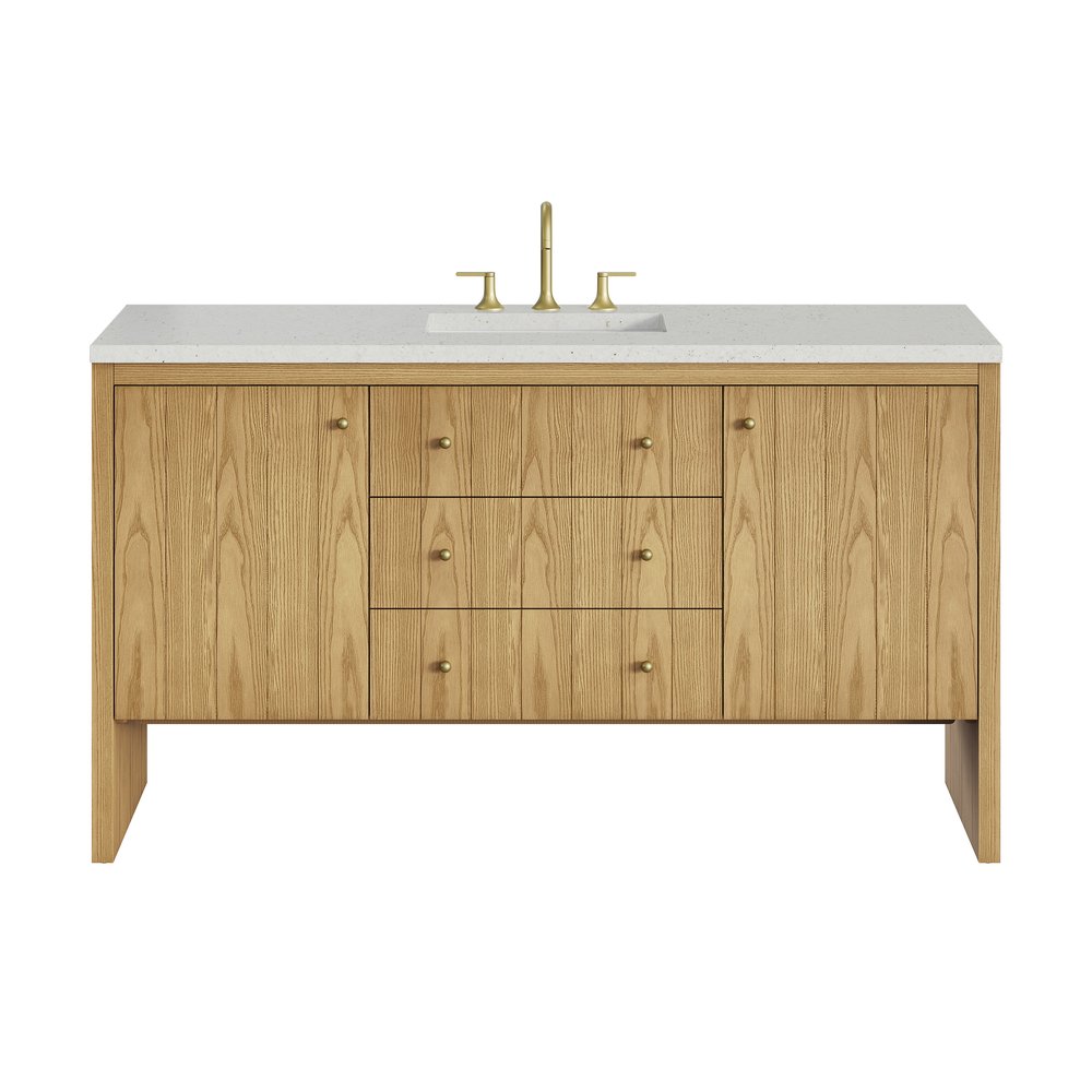 James Martin - Hudson 60" Single Vanity, Light Natural Oak w/ 3 CM Lime Delight Top - 435-V60S-LNO-3LDL view 1