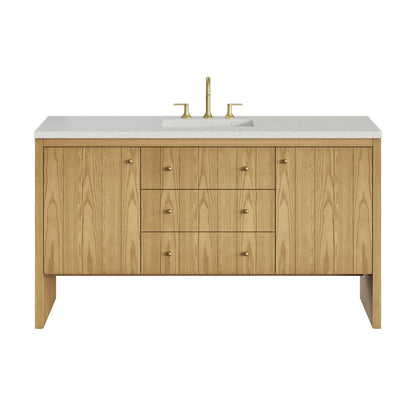 James Martin - Hudson 60" Single Vanity, Light Natural Oak w/ 3 CM Lime Delight Top - 435-V60S-LNO-3LDL view 1