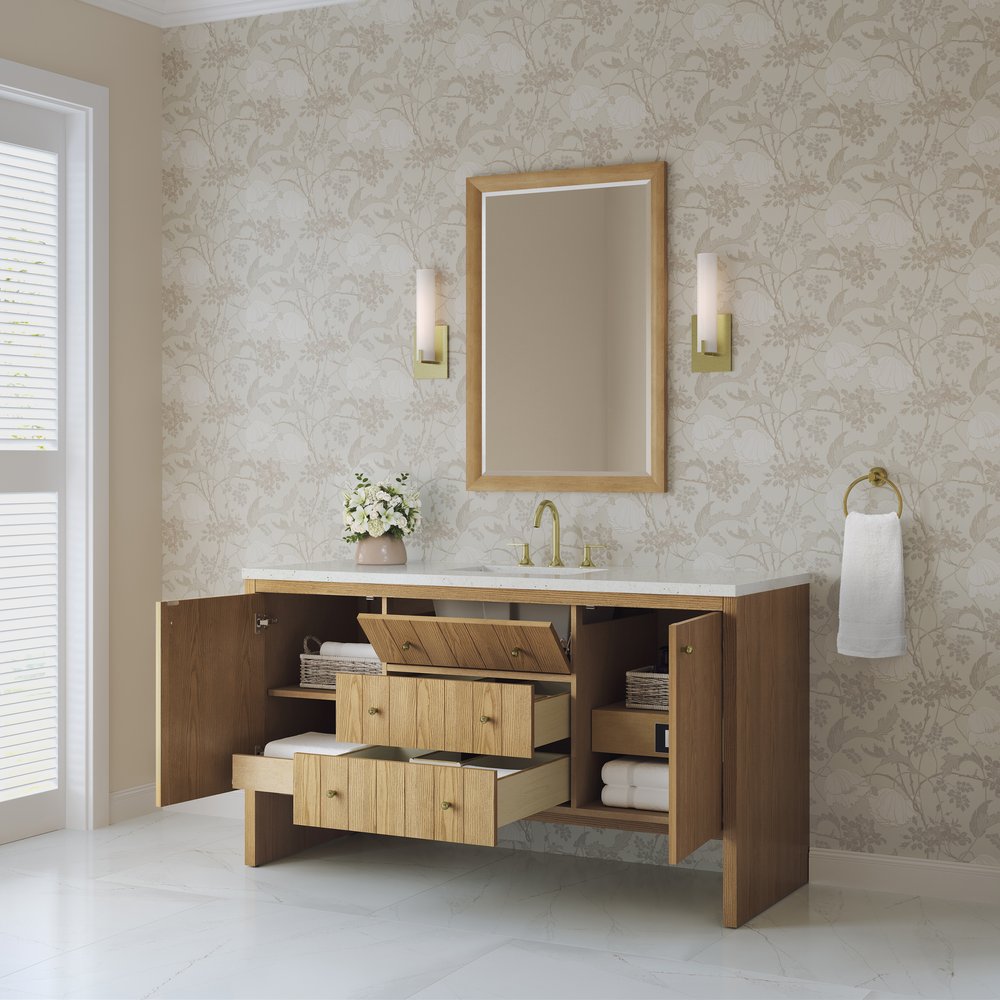 James Martin - Hudson 60" Single Vanity, Light Natural Oak w/ 3 CM Lime Delight Top - 435-V60S-LNO-3LDL view 5