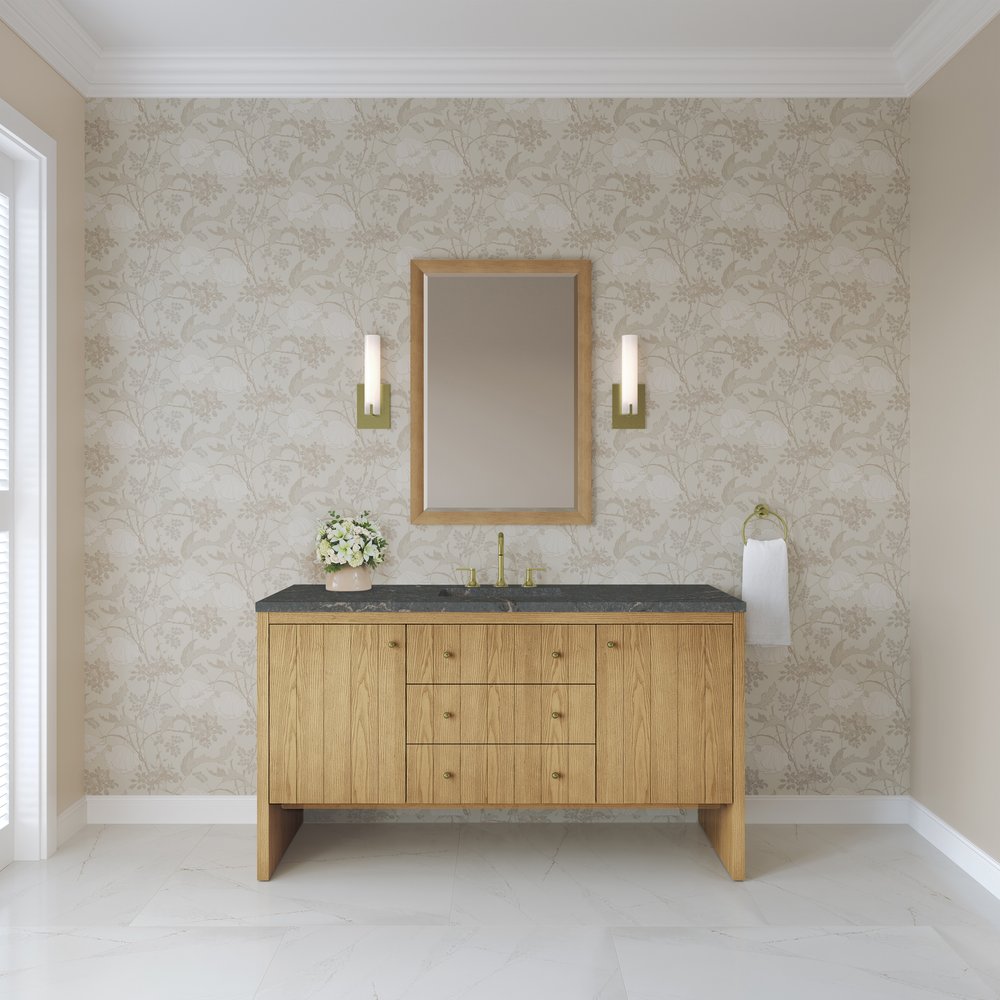 James Martin - Hudson 60" Single Vanity, Light Natural Oak w/ 3 CM Parisien Bleu Top - 435-V60S-LNO-3PBL view 3