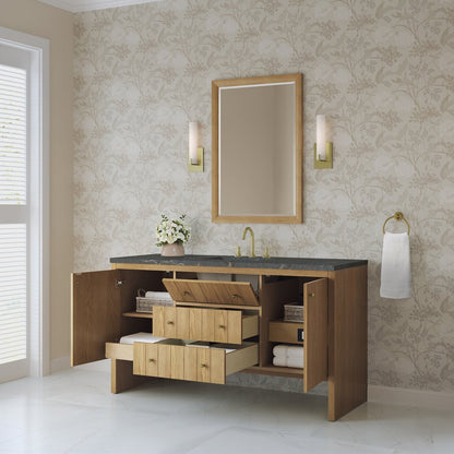 James Martin - Hudson 60" Single Vanity, Light Natural Oak w/ 3 CM Parisien Bleu Top - 435-V60S-LNO-3PBL view 5