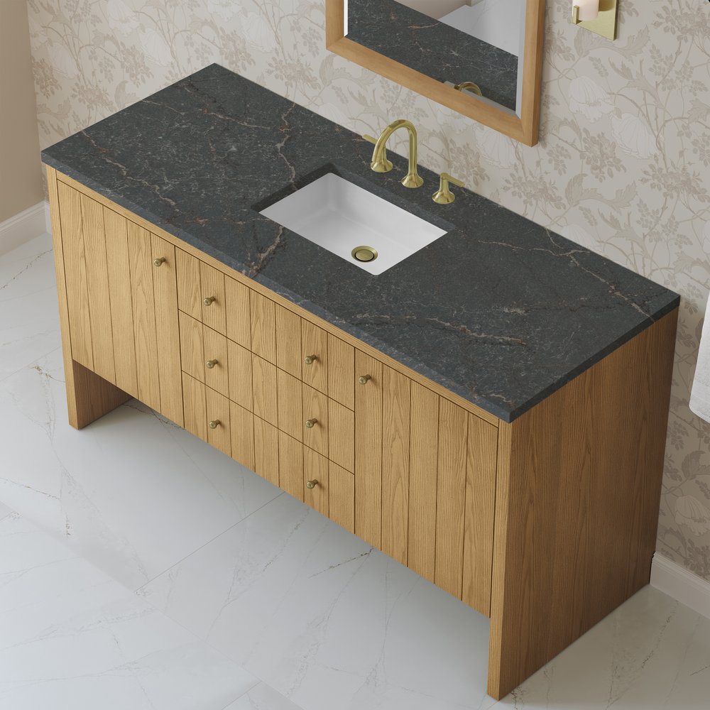 James Martin - Hudson 60" Single Vanity, Light Natural Oak w/ 3 CM Parisien Bleu Top - 435-V60S-LNO-3PBL view 8