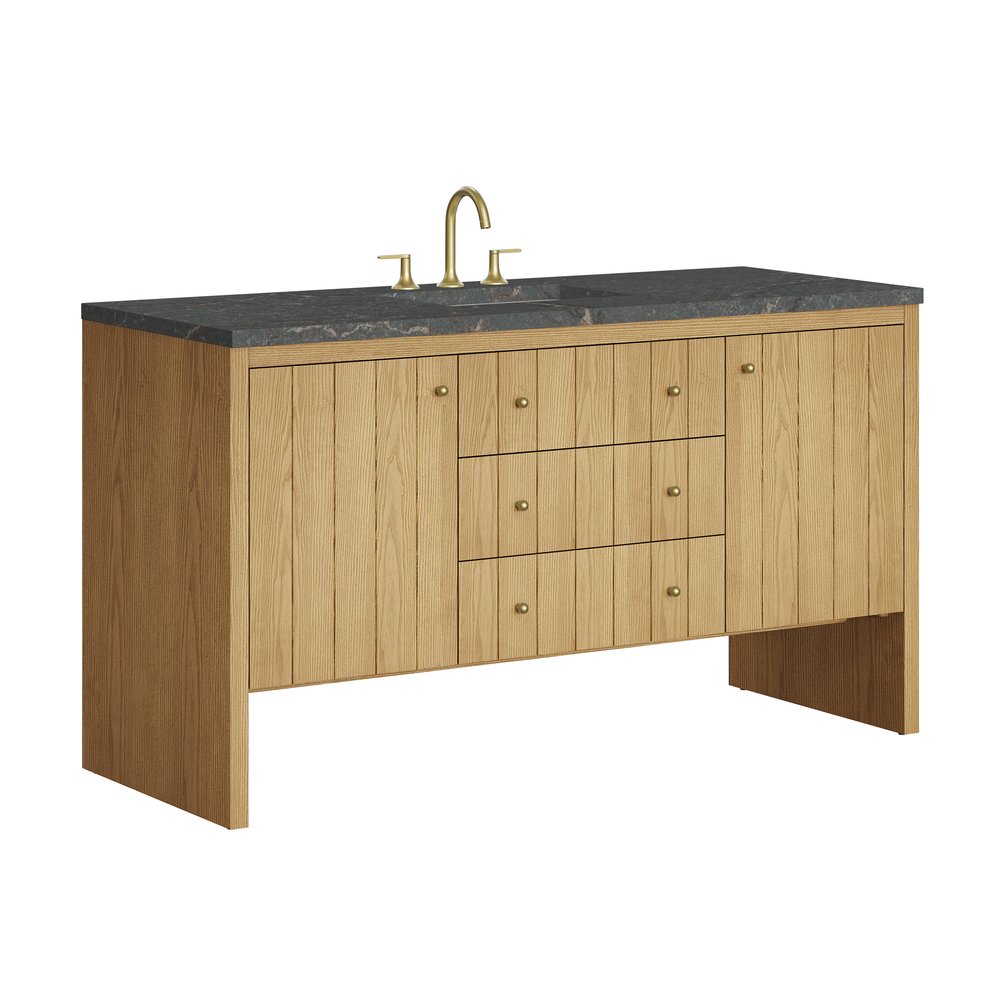 James Martin - Hudson 60" Single Vanity, Light Natural Oak w/ 3 CM Parisien Bleu Top - 435-V60S-LNO-3PBL view 11