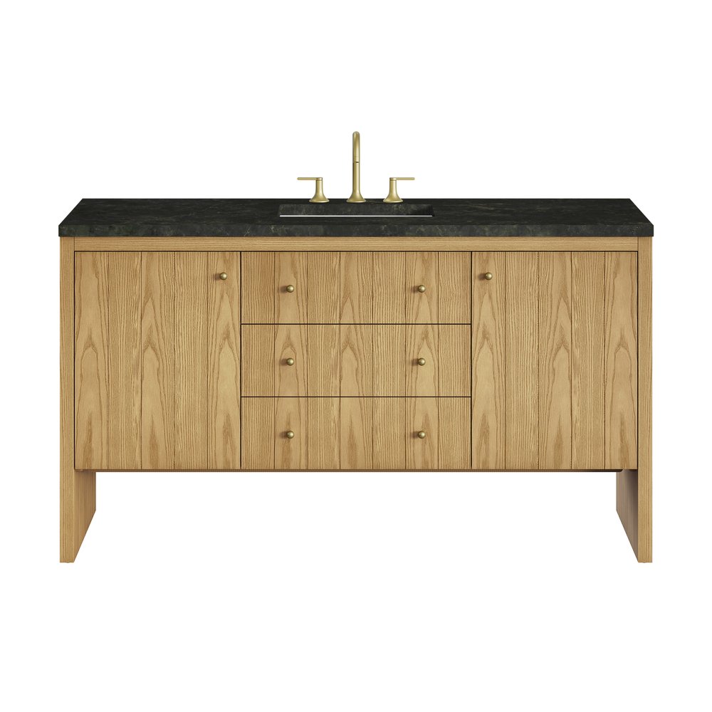 James Martin - Hudson 60" Single Vanity, Light Natural Oak, w/ 3 CM Phantome Eclos Top - 435-V60S-LNO-3PHT view 1