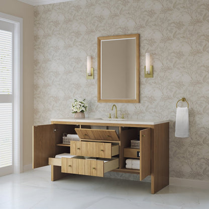 James Martin - Hudson 60" Single Vanity, Light Natural Oak, w/ 3 CM Siberian Silestone Top - 435-V60S-LNO-3SFR view 5
