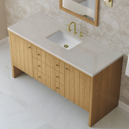 James Martin - Hudson 60" Single Vanity, Light Natural Oak, w/ 3 CM Siberian Silestone Top - 435-V60S-LNO-3SFR view 8