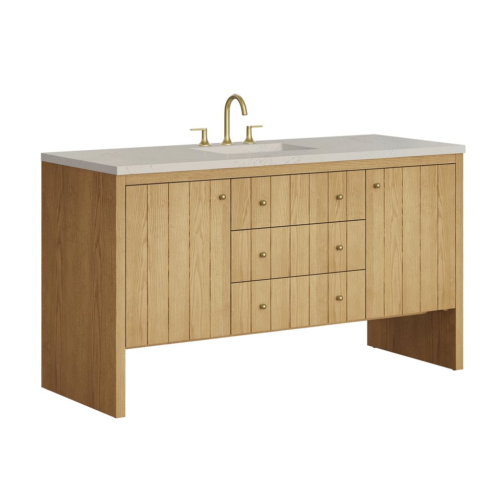 James Martin - Hudson 60" Single Vanity, Light Natural Oak, w/ 3 CM Siberian Silestone Top - 435-V60S-LNO-3SFR view 11