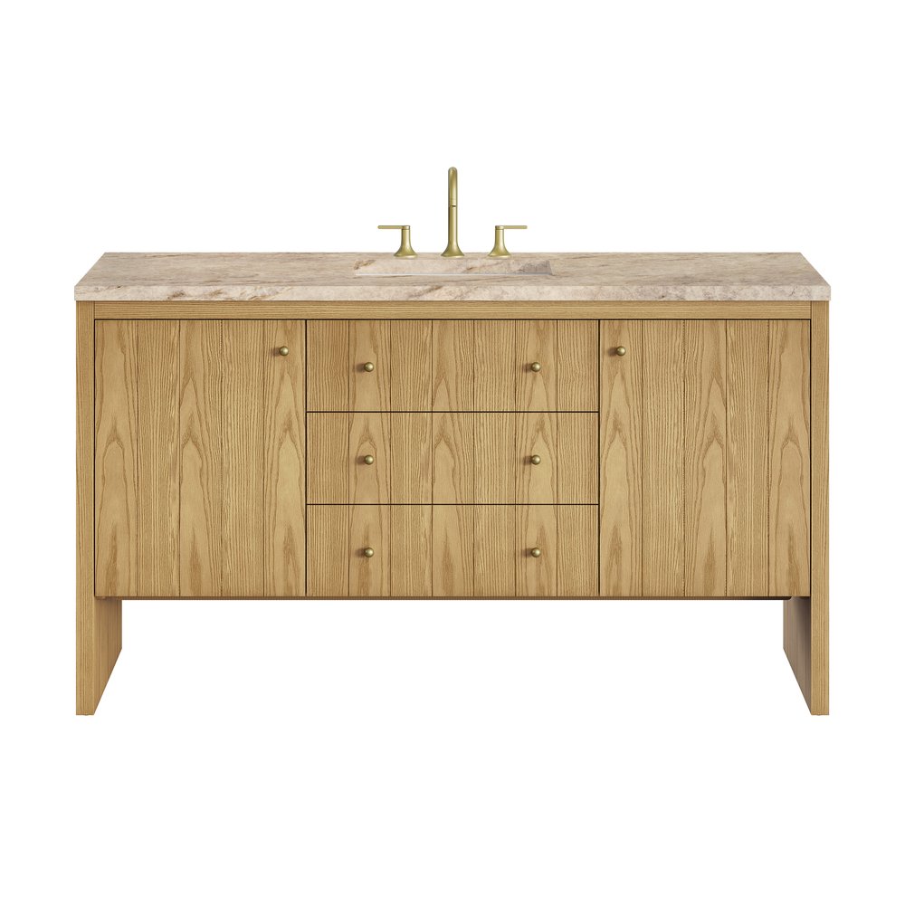 James Martin - Hudson 60" Single Vanity, Light Natural Oak, w/ 3 CM Tajnar Eclos Top - 435-V60S-LNO-3TJR view 1