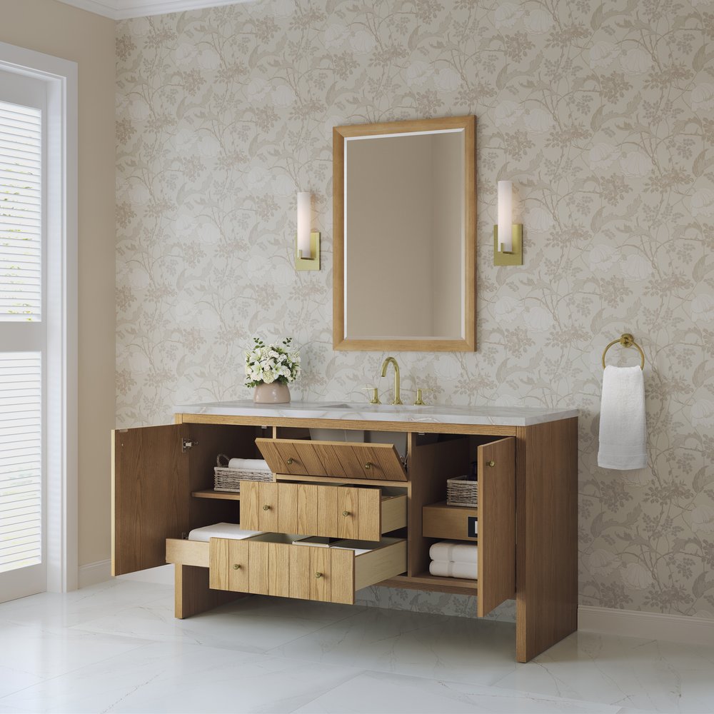 James Martin - Hudson 60" Single Vanity, Light Natural Oak w/ 3 CM Victorian Silver Top w/ FreePower Wireless Charger - 435-V60S-LNO-FVSL view 5
