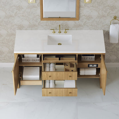 James Martin - Hudson 60" Single Vanity, Light Natural Oak w/ 3 CM White Zeus Top - 435-V60S-LNO-3WZ view 6