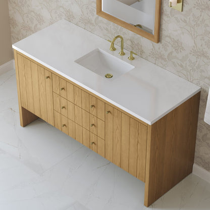 James Martin - Hudson 60" Single Vanity, Light Natural Oak w/ 3 CM White Zeus Top - 435-V60S-LNO-3WZ view 9