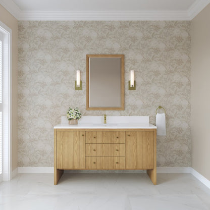 James Martin - Hudson 60" Single Vanity, Light Natural Oak w/ Single Hole 3 CM White Zeus Top & Backsplash - 435-V60S-LNO-1WZ view 3