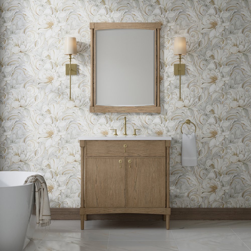 James Martin - Kinnsden 30" Mirror, Weathered Oak - D680-M30-WTO view 2