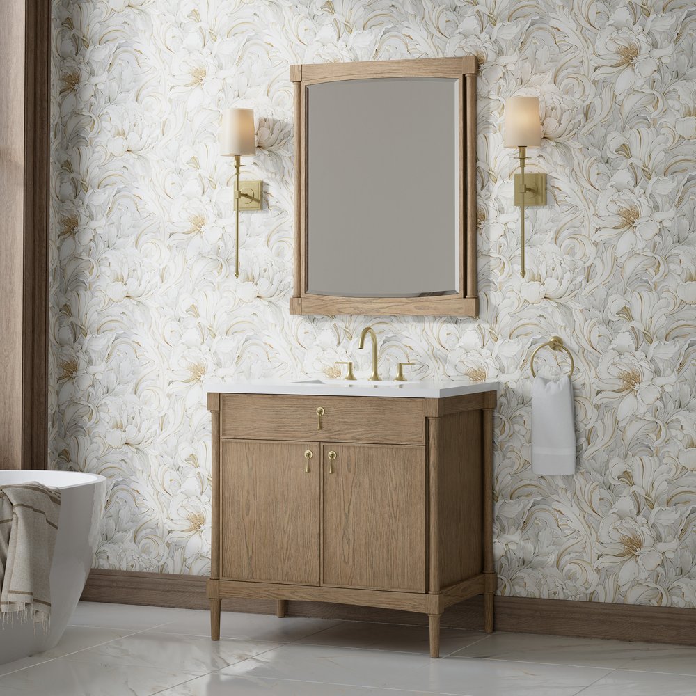 James Martin - Kinnsden 30" Mirror, Weathered Oak - D680-M30-WTO view 3
