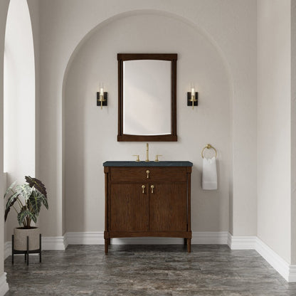 James Martin - Kinnsden 36" Single Vanity, Sable Oak w/ 3 CM Charcoal Soapstone Silestone Top - D680-V36-SBK-3CSP view 3
