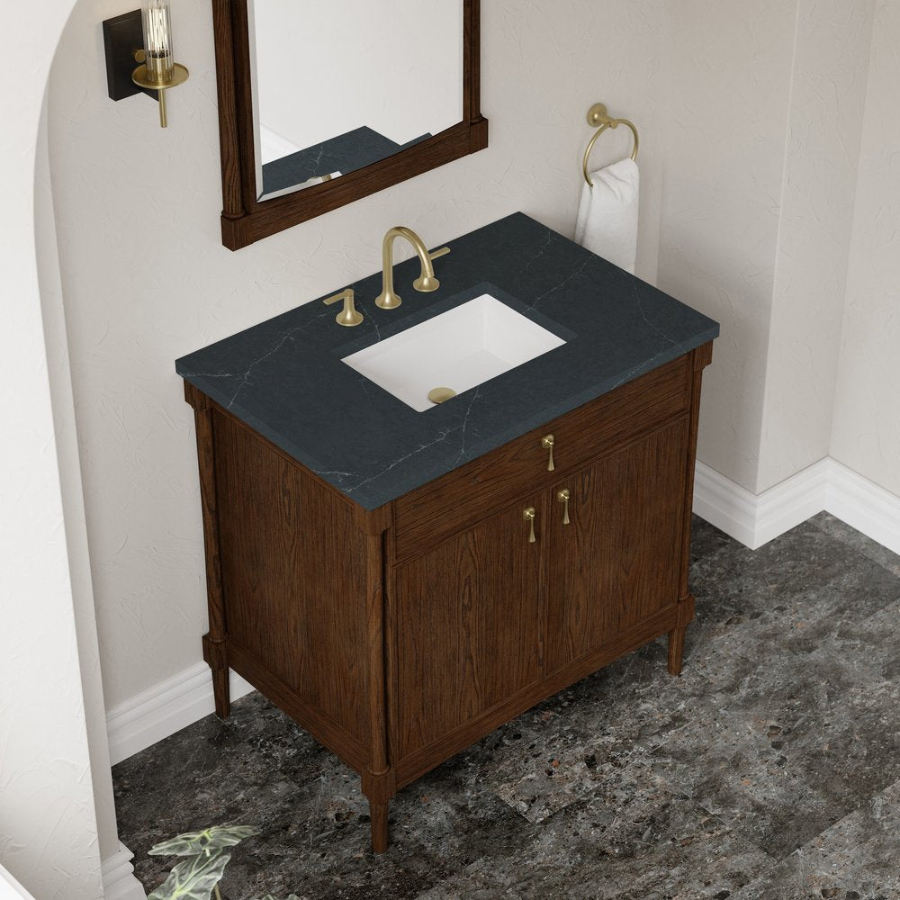 James Martin - Kinnsden 36" Single Vanity, Sable Oak w/ 3 CM Charcoal Soapstone Silestone Top - D680-V36-SBK-3CSP view 7