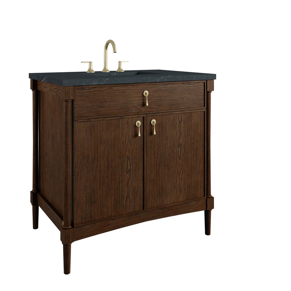 James Martin - Kinnsden 36" Single Vanity, Sable Oak w/ 3 CM Charcoal Soapstone Silestone Top - D680-V36-SBK-3CSP view 10