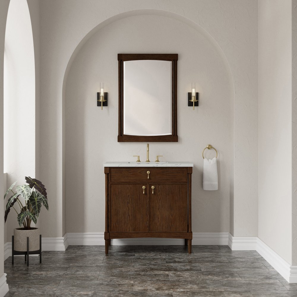 James Martin - Kinnsden 36" Single Vanity, Sable Oak w/ 3 CM Ethereal Noctis Silestone Top - D680-V36-SBK-3ENC view 3