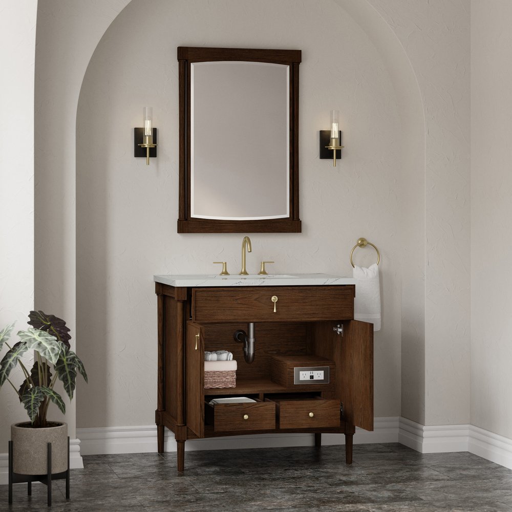 James Martin - Kinnsden 36" Single Vanity, Sable Oak w/ 3 CM Ethereal Noctis Silestone Top - D680-V36-SBK-3ENC view 5