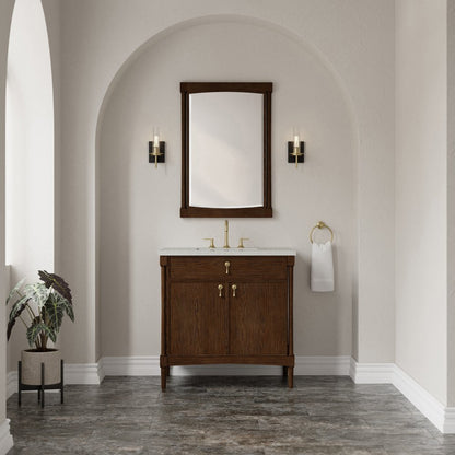 James Martin - Kinnsden 36" Single Vanity, Sable Oak w/ 3 CM Lime Delight Silestone Top - D680-V36-SBK-3LDL view 3