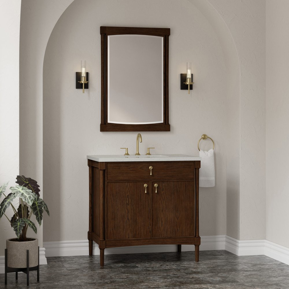James Martin - Kinnsden 36" Single Vanity, Sable Oak w/ 3 CM Lime Delight Silestone Top - D680-V36-SBK-3LDL view 4