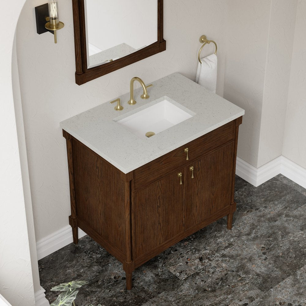 James Martin - Kinnsden 36" Single Vanity, Sable Oak w/ 3 CM Lime Delight Silestone Top - D680-V36-SBK-3LDL view 7