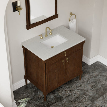 James Martin - Kinnsden 36" Single Vanity, Sable Oak w/ 3 CM Lime Delight Silestone Top - D680-V36-SBK-3LDL view 7