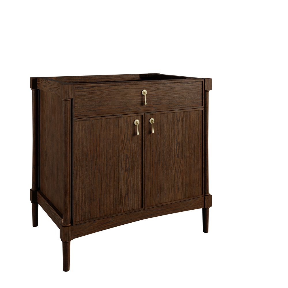 James Martin - Kinnsden 36" Single Vanity, Sable Oak w/ 3 CM Parisien Bleu Silestone Top - D680-V36-SBK-3PBL view 2