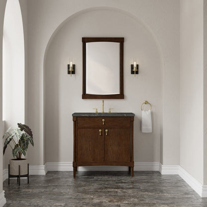 James Martin - Kinnsden 36" Single Vanity, Sable Oak w/ 3 CM Parisien Bleu Silestone Top - D680-V36-SBK-3PBL view 3