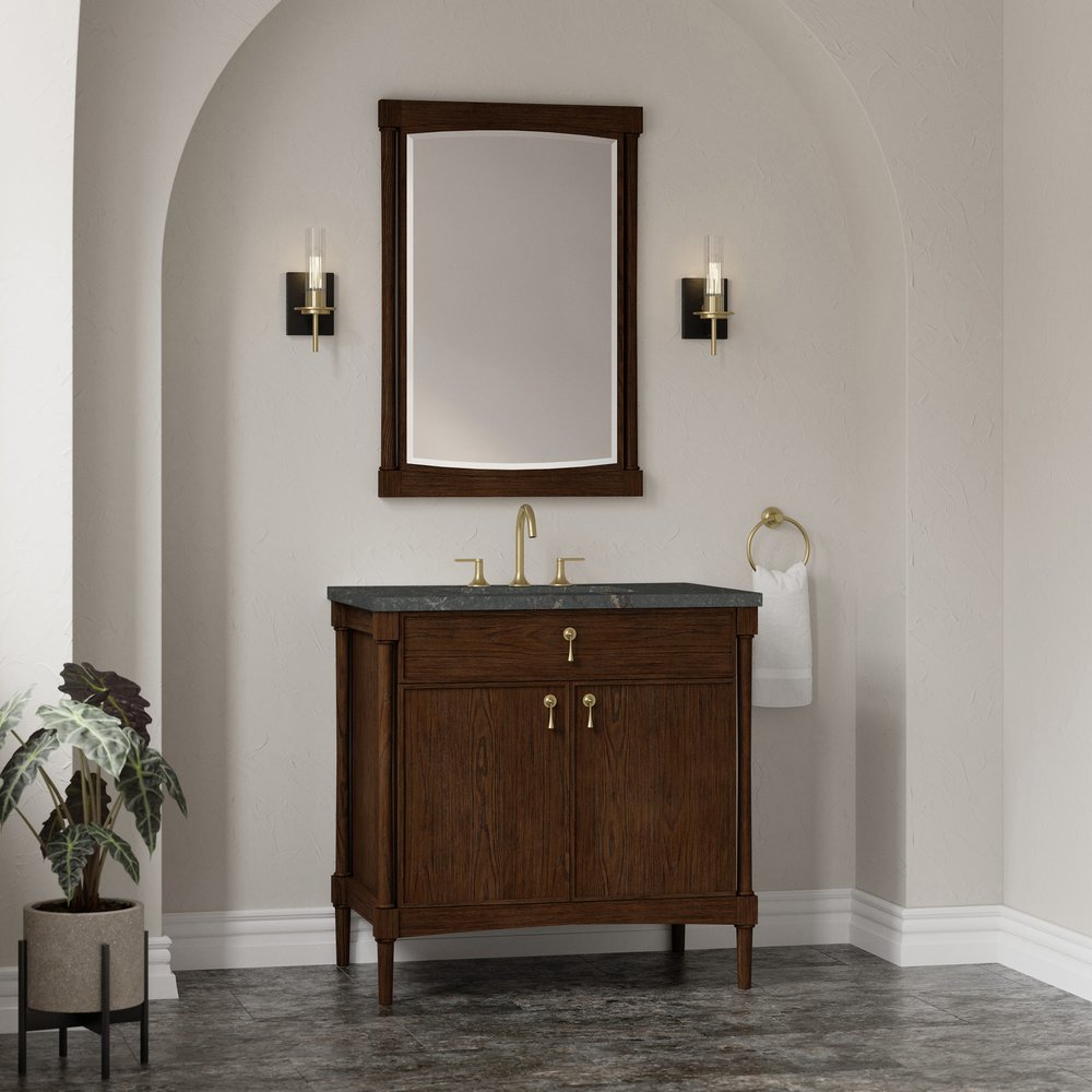 James Martin - Kinnsden 36" Single Vanity, Sable Oak w/ 3 CM Parisien Bleu Silestone Top - D680-V36-SBK-3PBL view 4