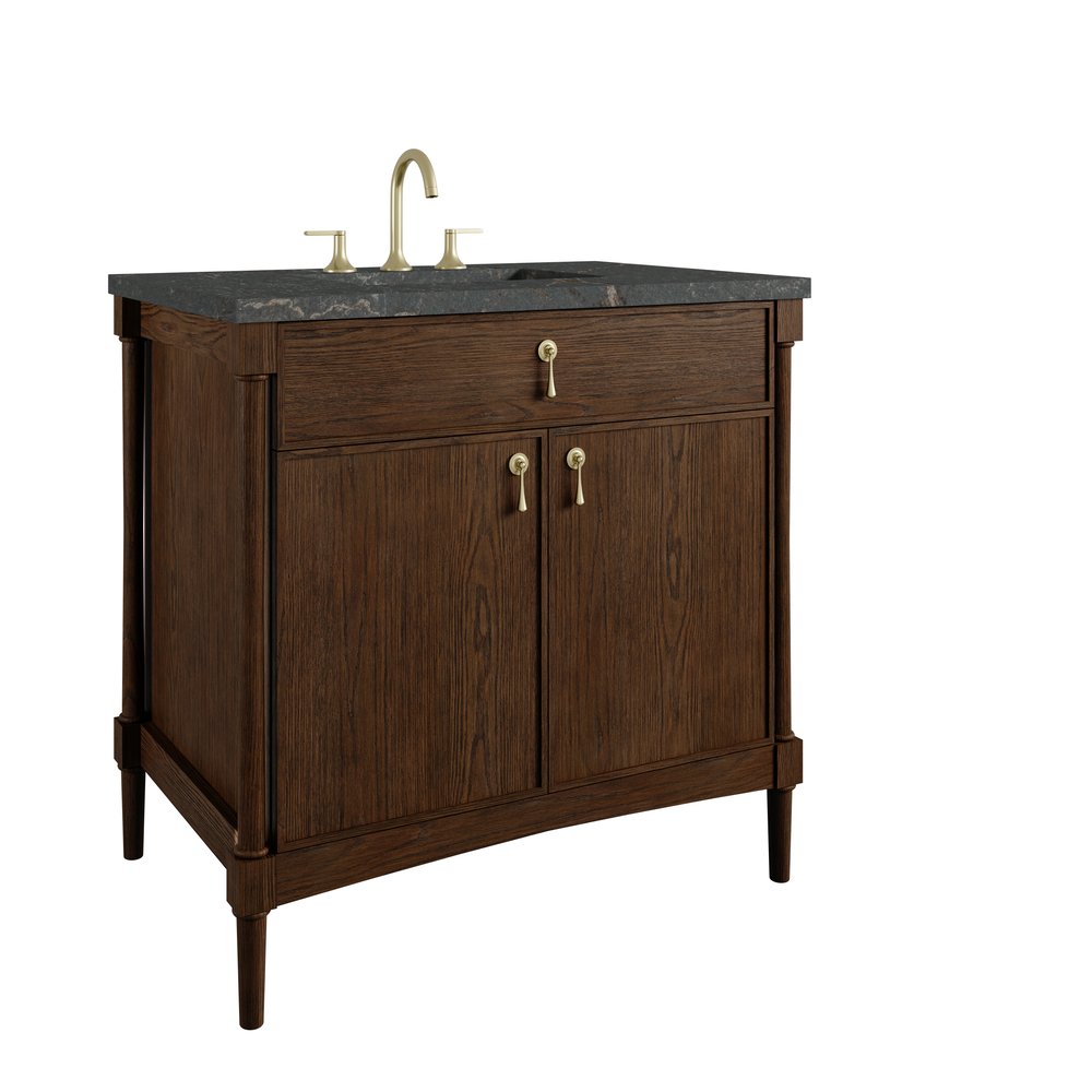 James Martin - Kinnsden 36" Single Vanity, Sable Oak w/ 3 CM Parisien Bleu Silestone Top - D680-V36-SBK-3PBL view 10