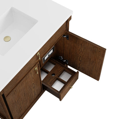 James Martin - Kinnsden 36" Single Vanity, Sable Oak w/ 3 CM Parisien Bleu Silestone Top - D680-V36-SBK-3PBL view 14