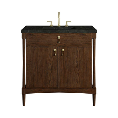 James Martin - Kinnsden 36" Single Vanity, Sable Oak w/ 3 CM Phantome Eclos Top - D680-V36-SBK-3PHT view 1